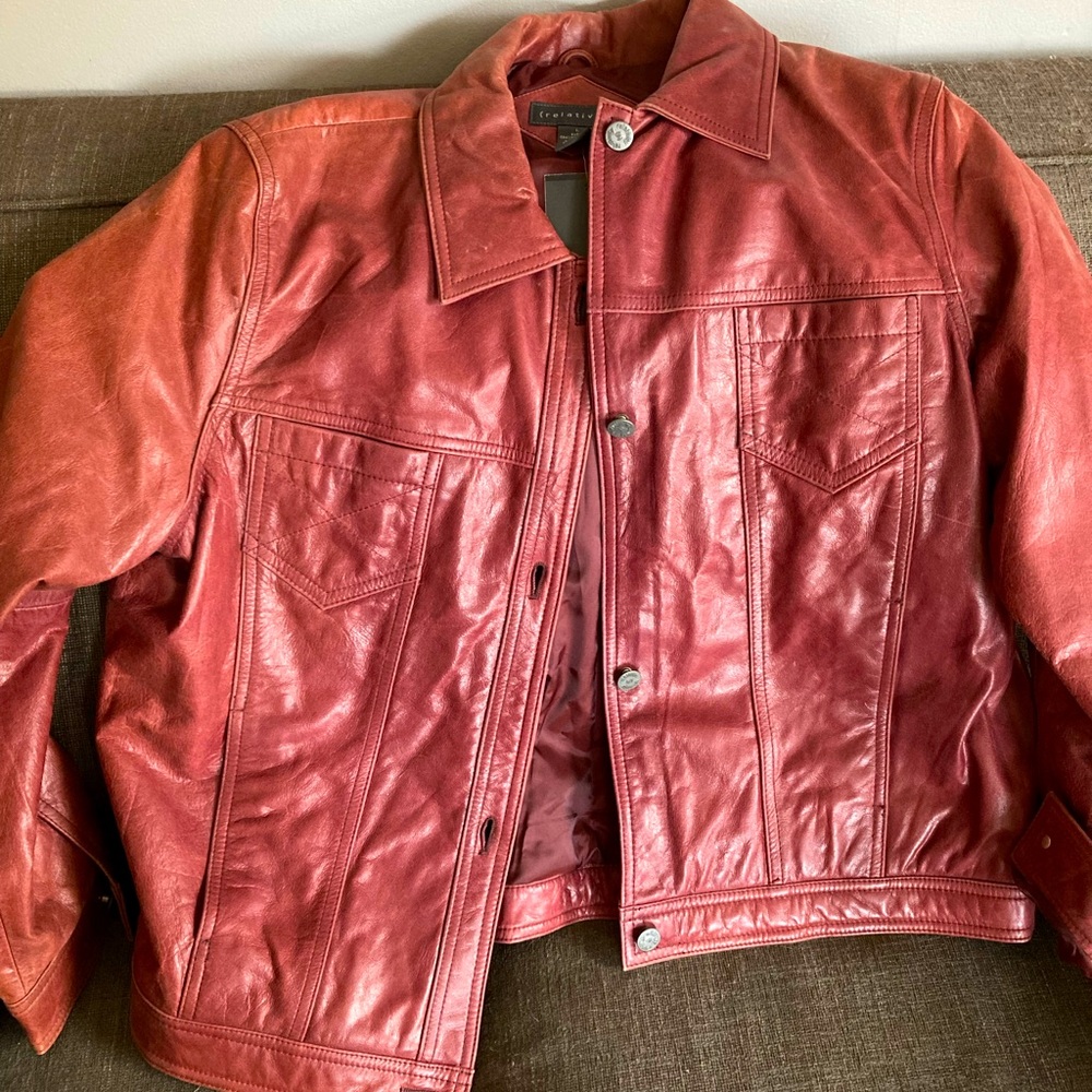 Red leather jacket